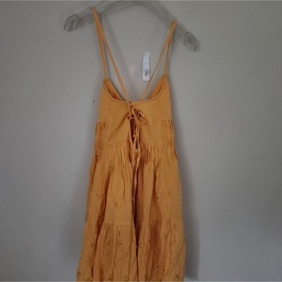 URBAN OUTFITTERS | Sandy Strappy Back Mini Dress embroidered yellow sz XS - Picture 7 of 7